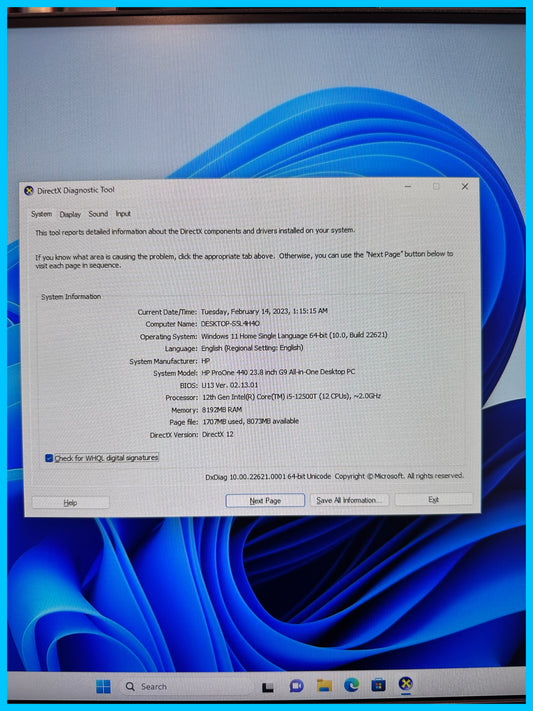 Hp ProOne 440 G9 24"3 All-in-One Ci5 12th Gen 8GB Ram 256GB SSD Storage