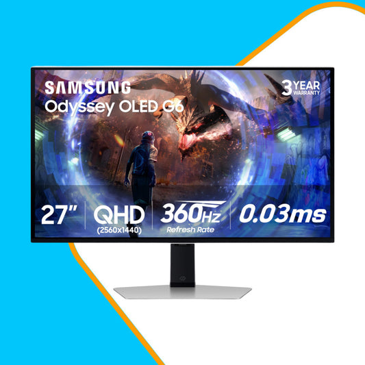 Samsung 27" Odyssey OLED G6 (G60SD) QHD 360Hz 0.03ms FreeSync Premium Pro Gaming Monitor with Sleek Metal Design-LS27DG602SMXUE