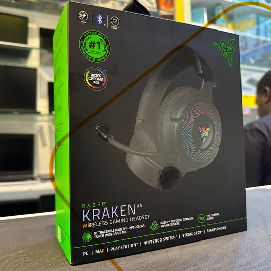 Razer Kraken V4 Wireless Gaming Headset: 2.4GHz, Bluetooth-USB Super Wideband Mic-9 Zone RGB Lighting